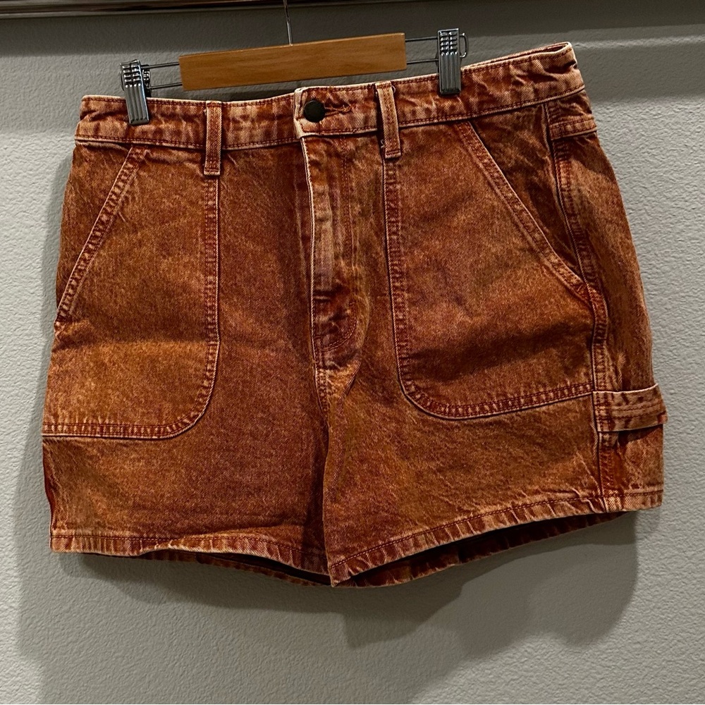 Rust denim shorts